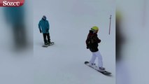 Merve Özbey, ilk kayak deneyimini sevenleriyle paylaştı