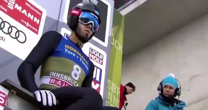 La belle gamelle d'un skieur de saut à ski qui n'arrive pas à s'arrêter à l'arrivée !