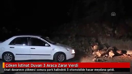 Çöken İstinat Duvarı 3 Araca Zarar Verdi
