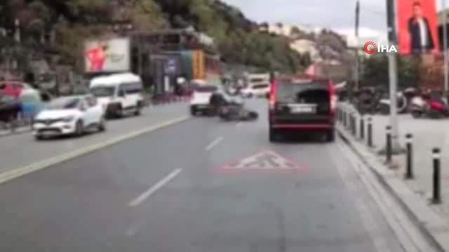 Kuruçeşme'de Hatalı Sollama Yapan Cip Sürücüsü Motosikletliye Çarptı.