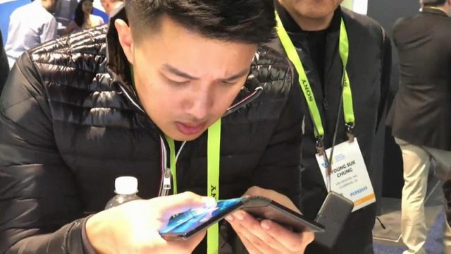 Foldable screens and smartphones preview at technology show