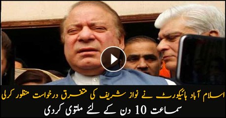 IHC approved Nawaz's mixed application, hearing delayed for 10 days