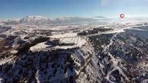 Burdur’da kar manzarası havadan görüntülendi