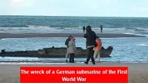 The wreck of a German submarine discovered on a French beach
