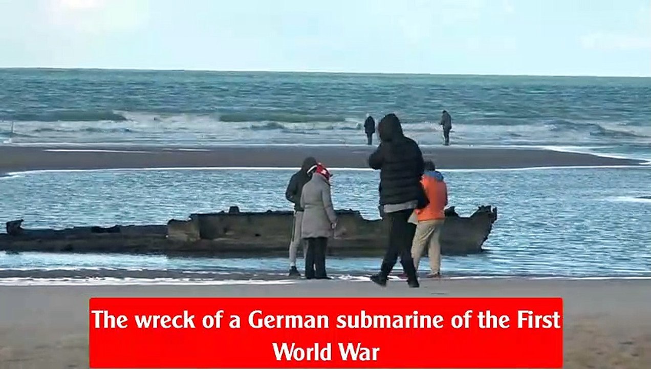 The wreck of a German submarine discovered on a French beach