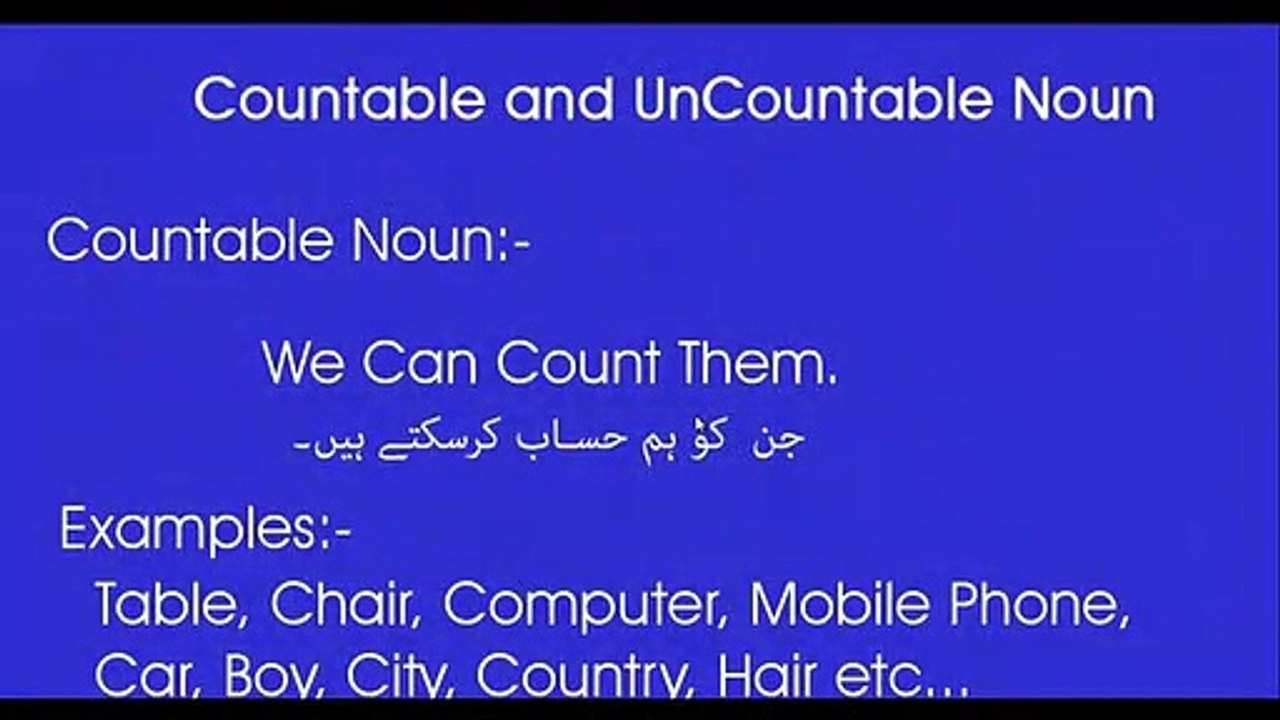 Countable and Uncountable Nouns Urdu/Hindi - Kinds of Nouns
