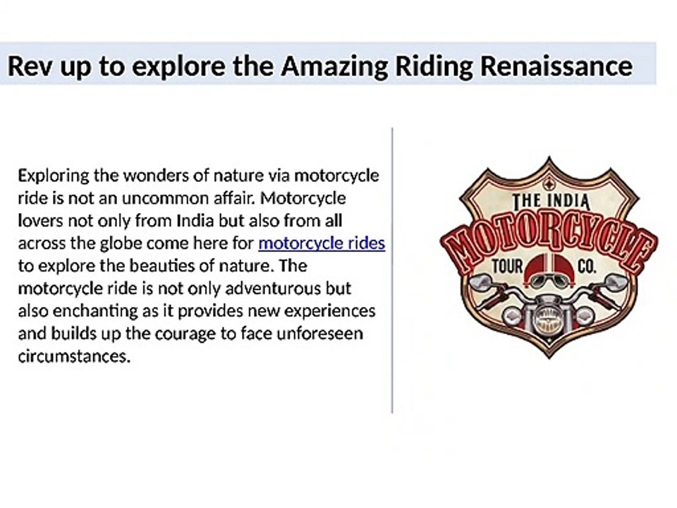 Rev up to explore the Amazing Riding Renaissance