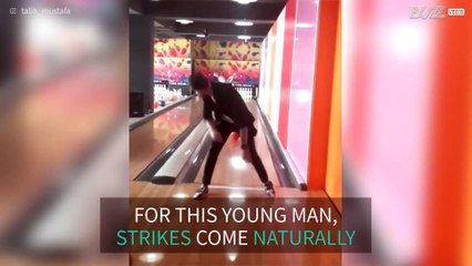 Bowling player strikes back to front