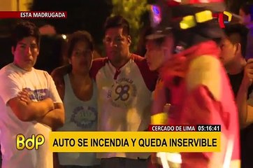 Cercado de Lima: auto se incendió por presunto corto circuito