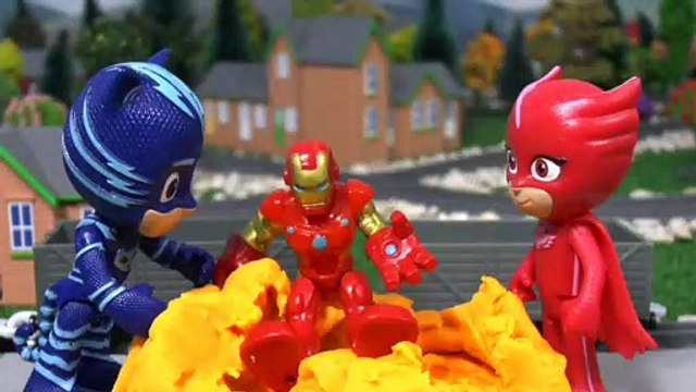 PJ Masks Superheroes Rescue Surprise Play Doh Eggs with Thomas and Friends, Catboy Gekko and Owlette discover surprise toys - A fun toy story video for kids and preschool children