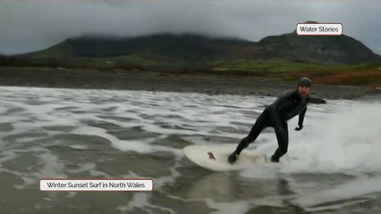 North Wales Winter Sunset Surfing!