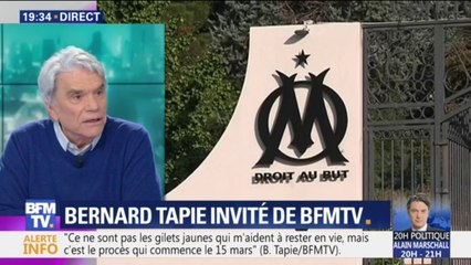 Bernard Tapie affirme avoir dit au président de l'OM que "le club est en grand danger"