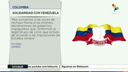 Movimiento Colombiano llama a respetar la soberanía de Venezuela