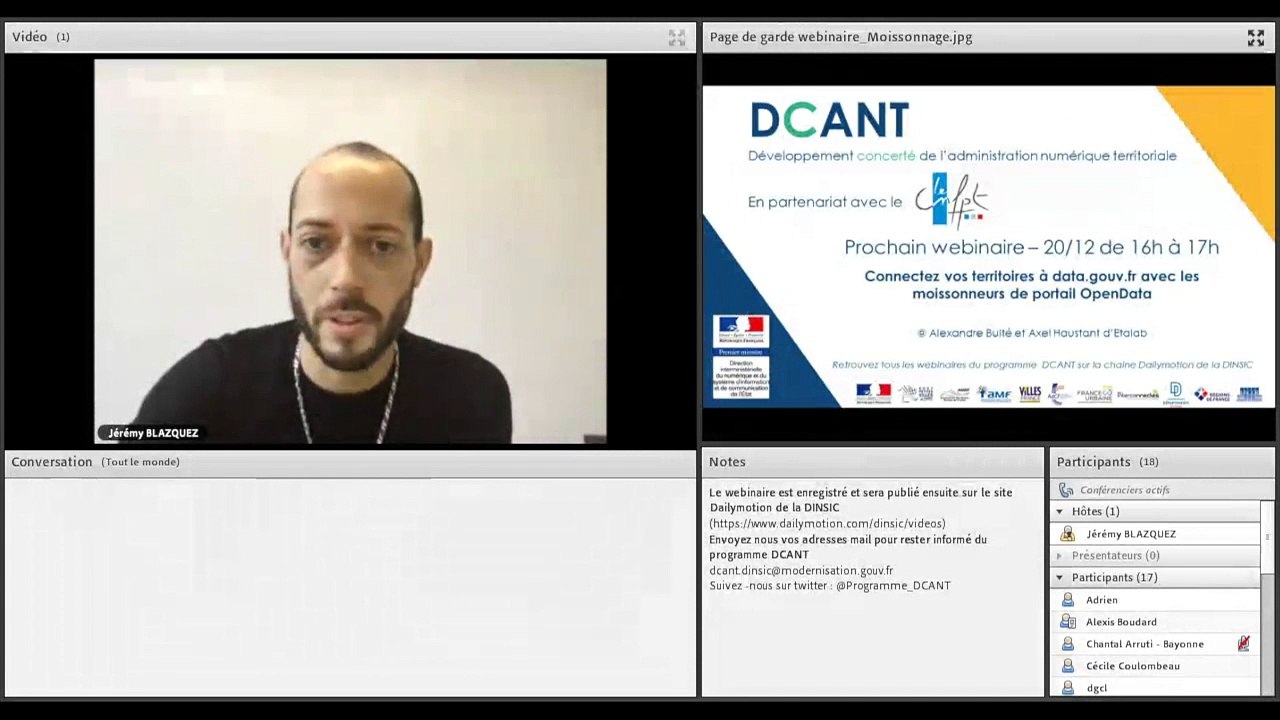 Webinaire DCANT #13 – Connectez vos territoires à data.gouv.fr avec les moissonneurs de portail OpenData
