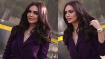 Esha Gupta looks sensual in Purple Outfit at launch of her new Music Video; Check Out! | FilmiBeat