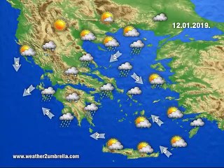 Η πρόγνωση του καιρού για το  Σάββατο 12-1-2019