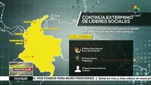 Fiscalía colombiana presenta informe de asesinatos de líderes sociales