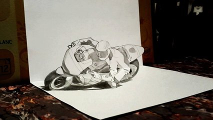 Drawing illusion 3D Anamorphique - Moto