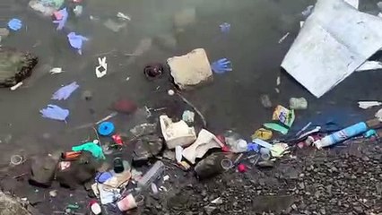 Hospital Waste Floating In River