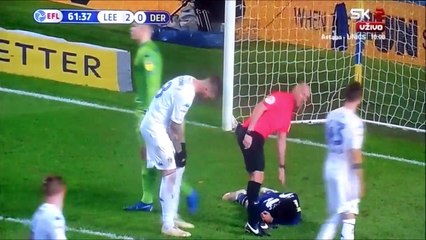 Duane Holmes gets kicked in the face vs Leeds!