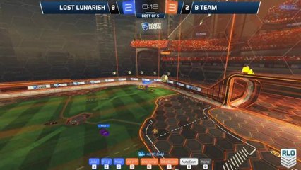 GroovyGrape leaps out of the net, turns around, and knocks the ball back in