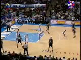 Marcus Camby sends Tony Parker's shot into the stands