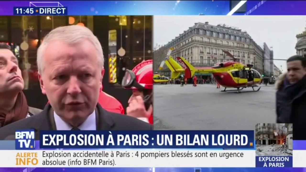 Le procureur de Paris fait état de "12 blessés en urgence absolue, dont 3 pompiers" après l'explosion rue de Trévise