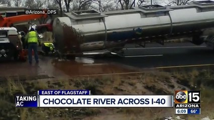 Tanker Truck Spills Gallons Of Chocolate On Arizona Highway