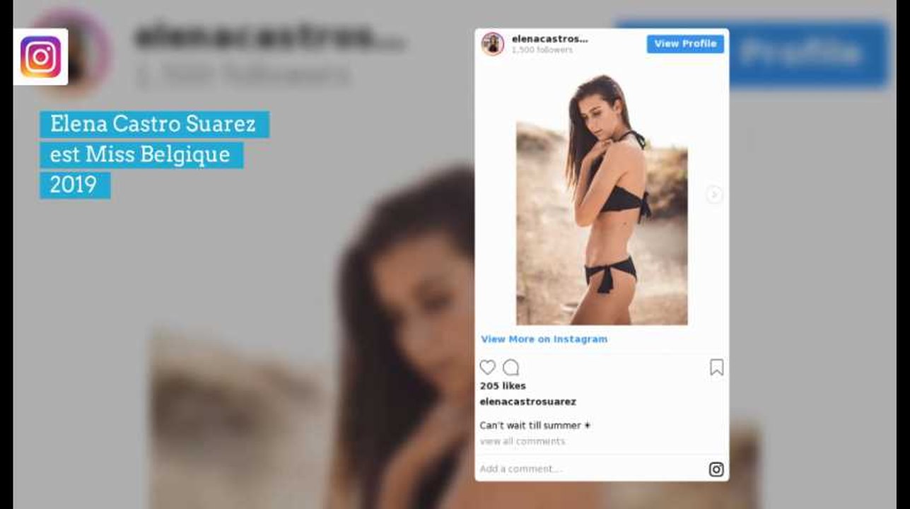 Miss Belgique 2019 est Elena Castro Suarez