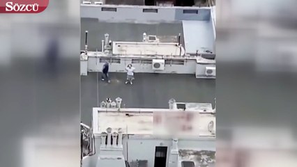 Utanmaz çift çatıda böyle yakalandı