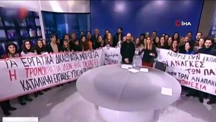 - Sendikacılar, Yunanistan Devlet Televizyonunu Canlı Yayında Bastı