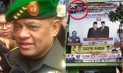 Gatot Nurmantyo Minta Fotonya di Posko Prabowo-Sandi Diturunkan
