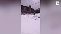 Des singes frileux ont trouvé le moyen de ne pas marcher dans la neige au japon