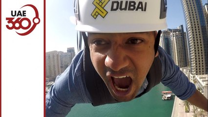Trying out world’s longest urban zipline at XLine Dubai Marina!