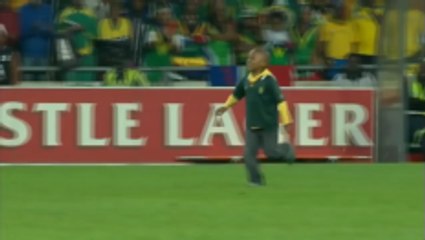 Fans run on field to celebrate with their teams