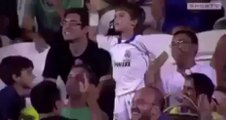 Real madrid fan dancing after the second goal