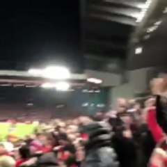 Liverpool crowd bursts out to celebrate Salah's goal against Newcastle