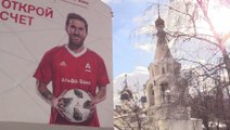 A supersized Messi smiles on Moscow to promote World Cup