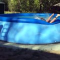 Amazing video of guys taking bath in swimming pool  full of ice