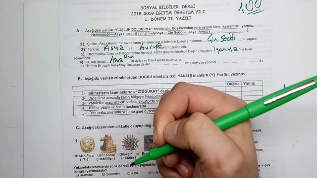 6. Sınıf SOSYAL BİLGİLER 1. Dönem 2. Yazılı Soruları ve Çözümü 2019