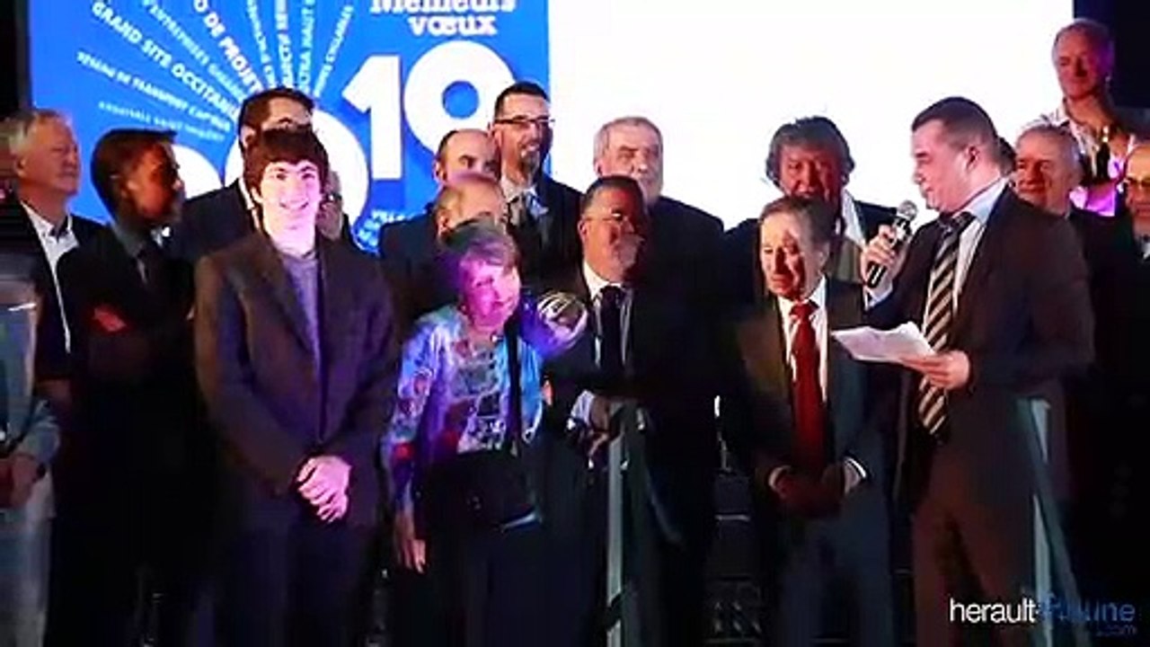 Francine Guilhem et Rudy Gatti   : Cérémonie des voeux en images de la Communauté d'Agglomération Hérault Méditerranée du 11 janvier 2019