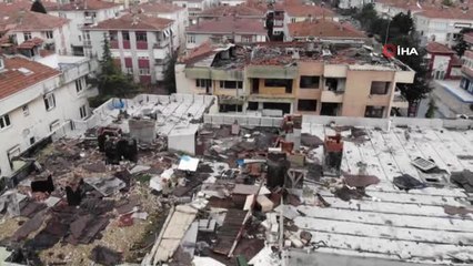 Büyükçekmece'de Yerinde Dönüşüm Kapsamında Yıkılan Bina Havadan Görüntülendi