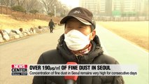 Concentration of fine dust in Seoul remains very high for second consecutive day