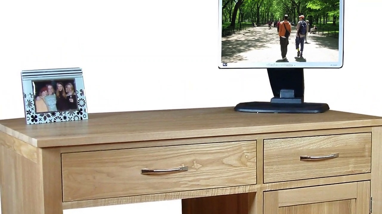 Oak Computer Desk with Keyboard Tray