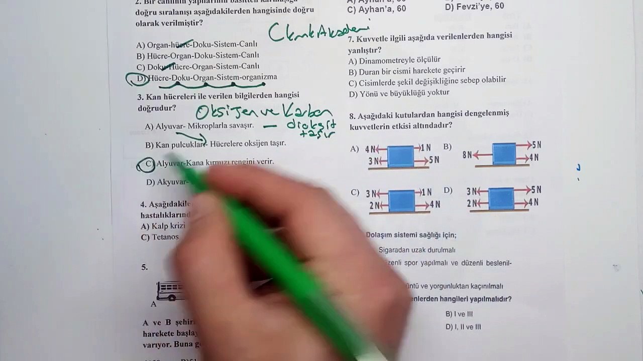 6. Sınıf FEN BİLİMLERİ 1. Dönem 2. Yazılı Soruları ve Çözümü 2019
