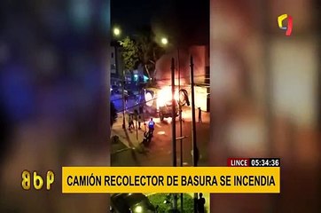 Camión recolector de basura se incendia en Lince