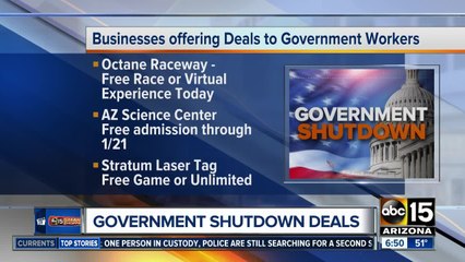 Deals, freebies for government workers during shutdown