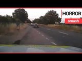 Police dashcam video shows car crashing and flipping at 90mph | SWNS TV