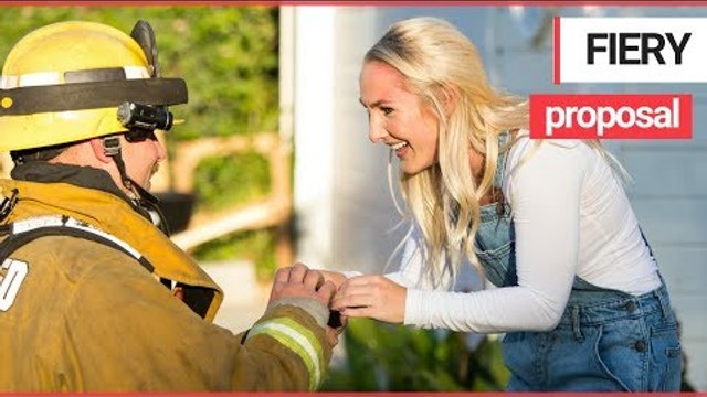 Firefighter stages dramatic attic blaze to propose to college sweetheart | SWNS TV