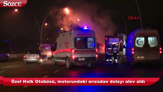 Ankara’da seyir halindeki özel halk otobüsü yandı